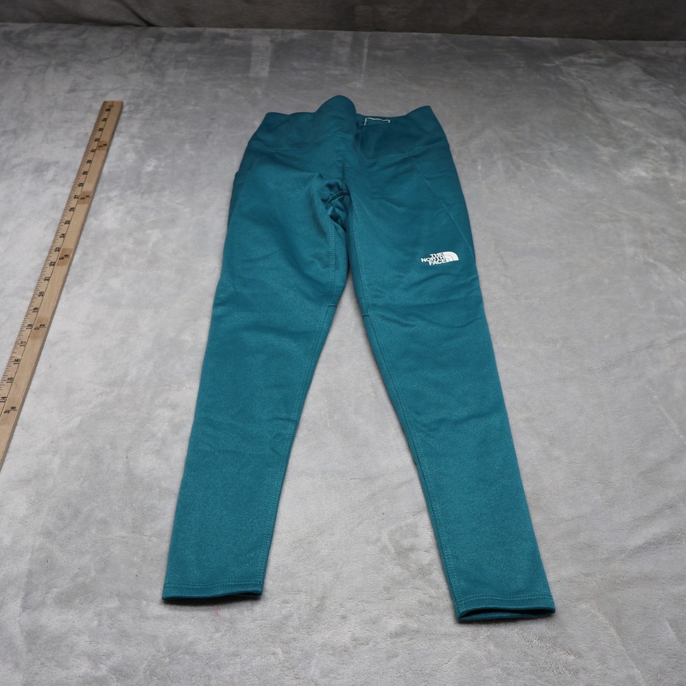 North Face Leggings Girls Small 7/8 Blue Winter Warm Tights Fleece Stretch 20x23